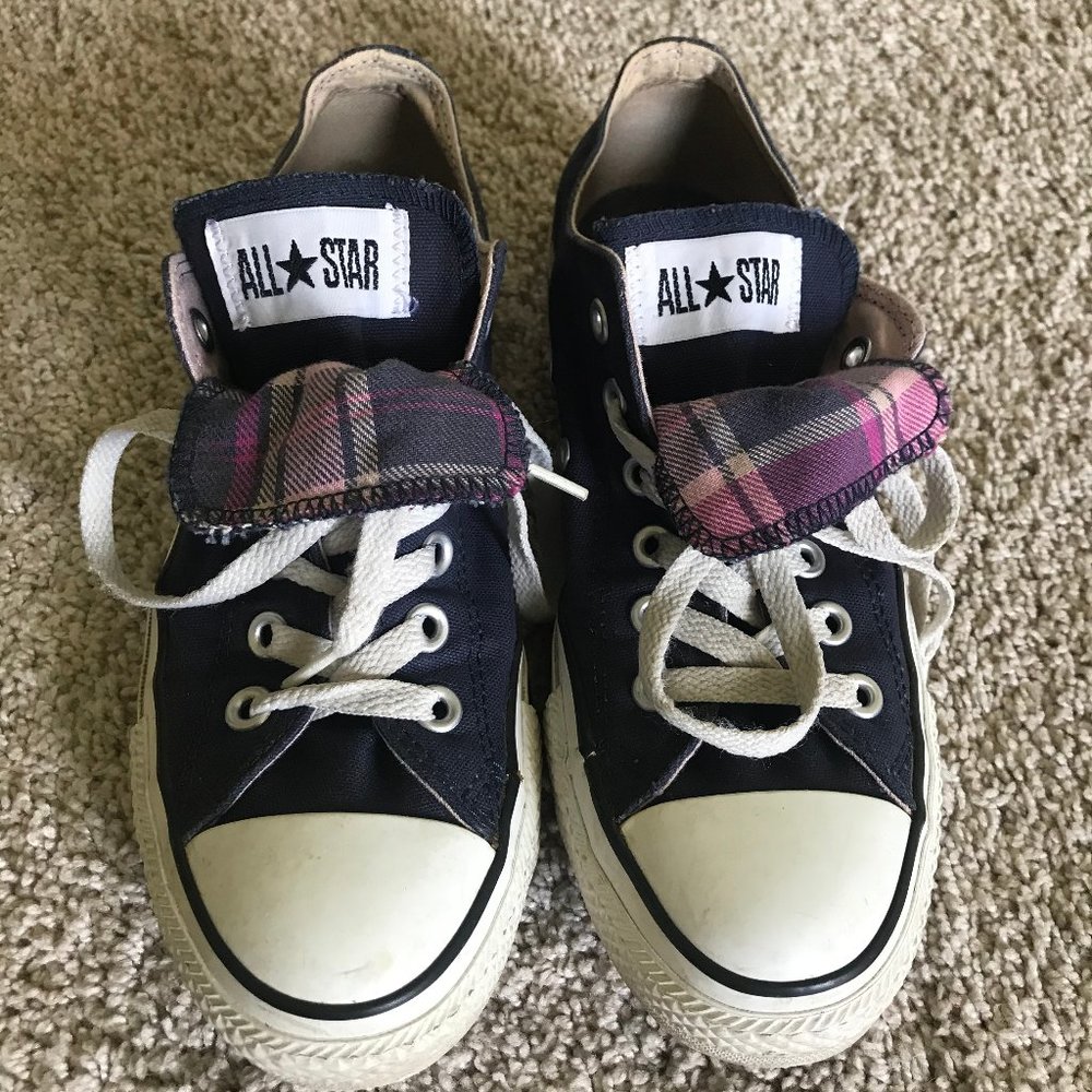 Converse All Star -navy w plaid double tongue - w8